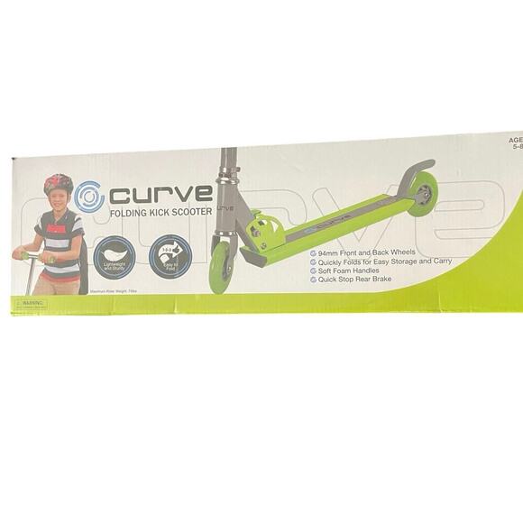 FOLDING SCOOTER FOR AGES 5-8 YEARS OLD CURVE BRAND LIGHTWEIGHT STURDY GREEN - Picture 10 of 14